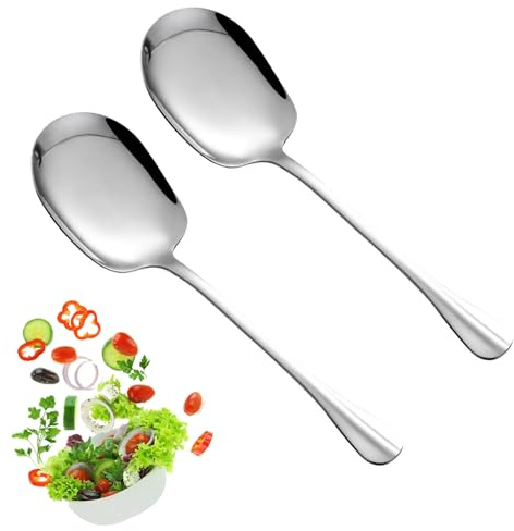 ServierlöFfel Edelstahl,2 StüCk Salatbesteck Edelstahl,25 * 7CM,Salatbesteck Größe Lange LöFfelideal für Tafellöffel, Salatlöffel, Suppenlöffel, Servierlöffel, Reislöffel, etc
