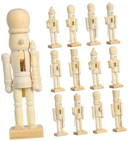 ULTECHNOVO Figurines Casse-Noisette Vierges en Bois Artisanal 12 Pièces Taille Compacte Design Simple pour Garçon Et Filles Décoration Noël DIY Créativité