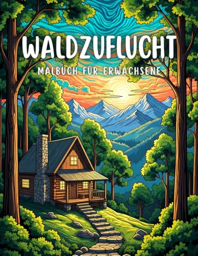 Waldzuflucht Malbuch für Erwachsene: Waldhütten, Tiere und Landschaften zum Ausmalen für Entspannung und Achtsamkeit
