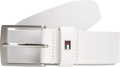 Tommy Hilfiger Herren Gürtel Adan 3,5 cm Ledergürtel, Weiß (Th Optic White), 110 cm
