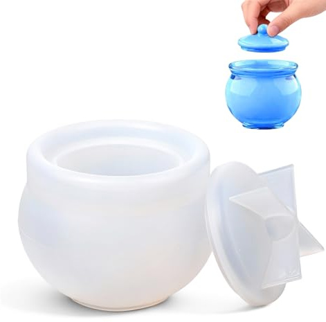 Silicone Resin Jar Mold Storage Box Resin Molds Epoxy Resins Casting Mold with Lid Trinket Jewelry Holder Candy Storage Box Organizer Bottle Candle Holder Home Decor Gift for DIY Art Craft Supplies