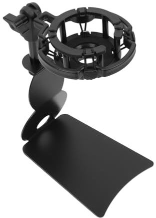 SECFOU Soporte para Micrófono de Escritorio Base Antideslizante y Abrazadera Metálica Ajustable, Kit de Montaje para Transmisión, Grabación y Karaoke, Compatible Estaciones de Trabajo