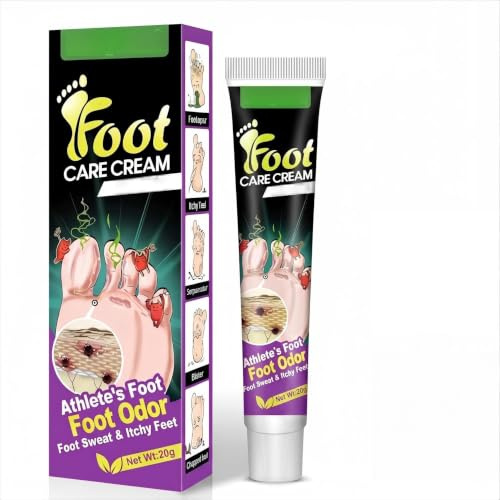Crema para el Cuidado de los Pies, Crema para Pies para el pie de atleta, la tiña inguinal y la tiña, Alivia Picor y Hormigueo, Piel Seca y Grietas, Hidratación Profunda, 20g