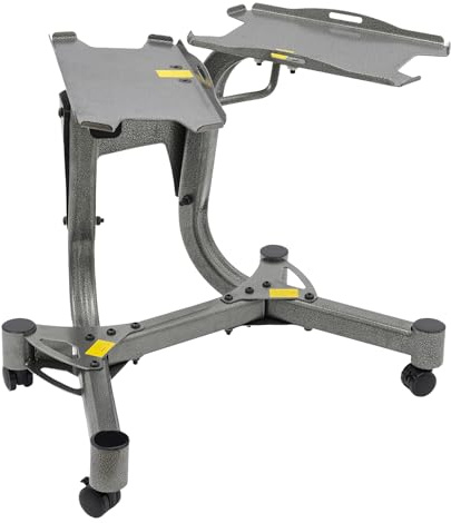 Hantelständer, Hantelablage mit Rollen und Bremse, Robuster Metall Hantelhalter für Verstellbare Kurzhanteln Bowflex 552/1090, Rückenschonend Höhenverstellbarer Krafttraining Ständer 100kg Belastbar