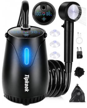 Tragbare Campingdusche mit Pumpe & Licht, Mobile Outdoor Dusche mit Akku