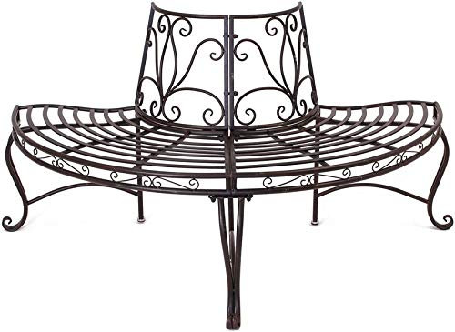 Dekoleidenschaft Gartenbank Halbkreis aus Metall in Rost-Optik, geschwungen, Baumbank, Rundbank