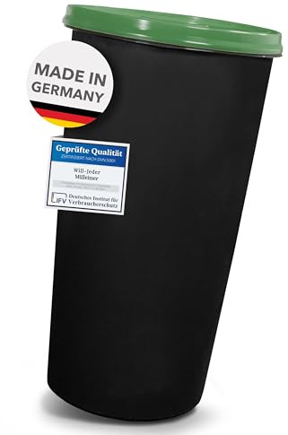 Will-Jeder Mülleimer 60l mit geruchsdichtem Deckel (Grün), Gelber Sack Ständer, Made in Germany, Müllsackständer ermöglicht rissfreie Säcke