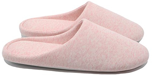 ofoot Pantoufles Dint Rieur pour Femmes, Chaussures de Ville Antid rapantes en Coton Lavable avec Mousse Moire de Forme,40/41 EU,Rose