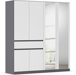 Rauch Möbel TÜBINGEN, Kleiderschrank, Weiß/Grau metallic, Breite 181 cm