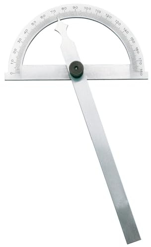 Dönges Gradmesser 80 x 120 mm | Meßbereich 0-180 ° | Poliert & matt verchromt im Etui | Winkelmesser Metall mit Skala & Feststellschraube für Industrie, Handwerk & Hobby