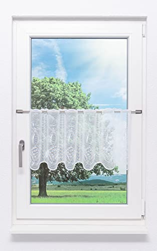 Plauener Spitze Scheibengardine Hula (Bx H) 112.70cm * 35cm Beige/weiß-beige
