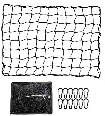ValueHal Filet à Bagages Filet de sécurité pour remorque 4x6 Pieds Extensible Jusqu’à 8 x 12 Pieds Filet élastique pour Bagages Toit De Voiture élastique avec 12 Crochets V7073