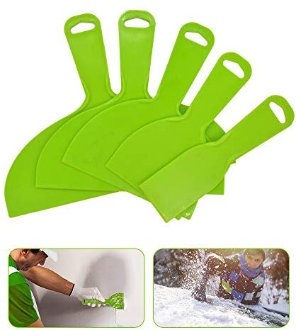 Gresunny 5pcs spatole per stucco in plastica set spatole vernice spatola flessibile per stucco strumento raschietto per decal, carta da parati, pittura, mastice per auto (verde, 2/4/6/8/10 inch)