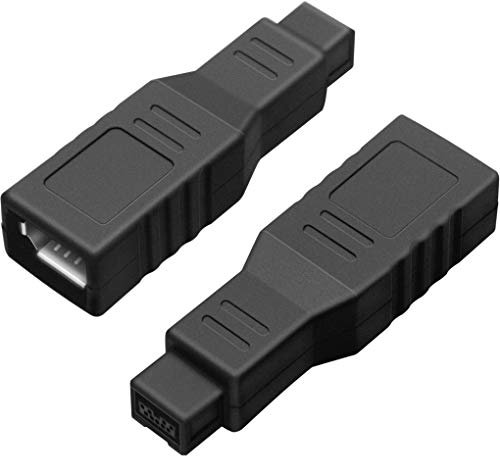 NECABLES 2Pack FireWire 400 to 800 Adapter Converter IEEE 1394a 6-Pin Female to 1394b 9-Pin Male