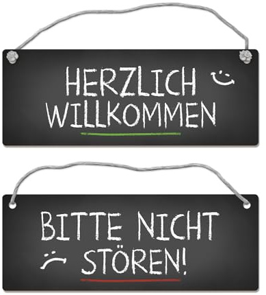Nicht stören oder herzlich willkommen Wendeschild mit Kordel im Tafel-Stil Büro
