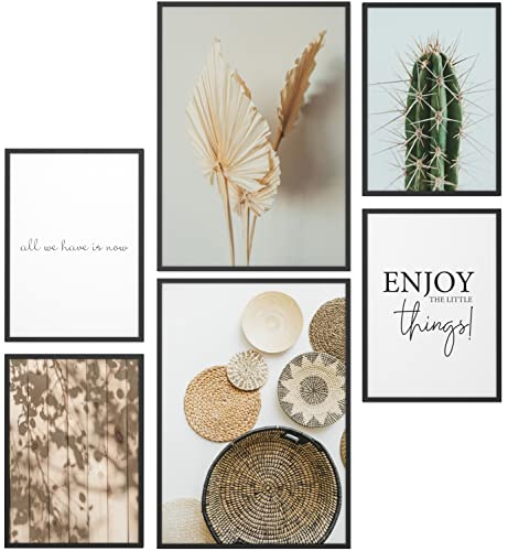 Papierschmiede® XL Mood Poster Set Little Boho Things, Deko Bilder Wohnzimmer, 2x DIN A2 (ca. 59x42) und 4x DIN A3 (ca. 30x42), Kaktus Grün Natur - Wandposter ohne Rahmen
