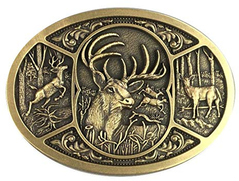 Buckle Hirsch, Jäger, Jagen, Tracht, Rotwild, Messing, Gürtelschnalle