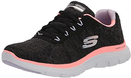 Skechers Flex Appeal 4.0 Fresh Move, Zapatillas para Mujer, Black Mesh Coral Lavender Trim, 38 EU