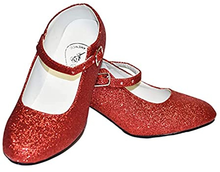 Costumizate! Flamenco Dance Shoes with Different Sizes From Girl to Women. Colors to Choose, Red, with Glitter, 2.5 UK