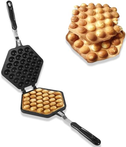 Bubble Waffle Maker, Huevo Waffle Maker Pan Hong Kong Style Huevo Waffle Hornear Molde Bandeja