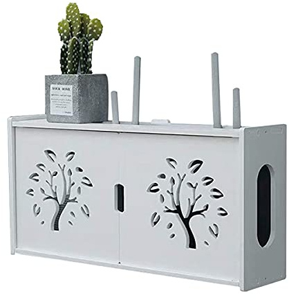 PPGE Home Router-Aufbewahrungsbox, 1 Regal, Minimalistisch, Wandmontage, 48 ×12 × 24 cm, Weiß