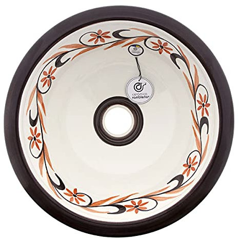 CERÁMICA RAMBLEÑA | Lavabo Redondo Sobre Encimera Suspendido | Modelo 02 | 34x34x14 cm