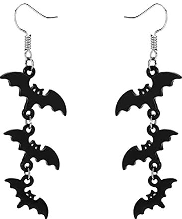 Ohrhänger lang, Generic Fledermaus Ohrringe, Damen Lang Hängende Ohrhänger Halloween Vampir Kostüm Zubehör Modern Gotisch Schmuck, Acryl, schwarz