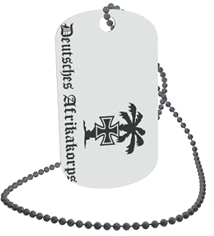 U24 Dog Tag Erkennungsmarke ID Tag an Kette Flagge Deutsches Afrikakorps Alu 30 x 50 mm