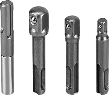 QWORK 4pcs Adaptateur SDS Barre d'Extension, 1/4 3/8 1/2 Porte Douilles Hexagonale Connecteur d'extension Carré