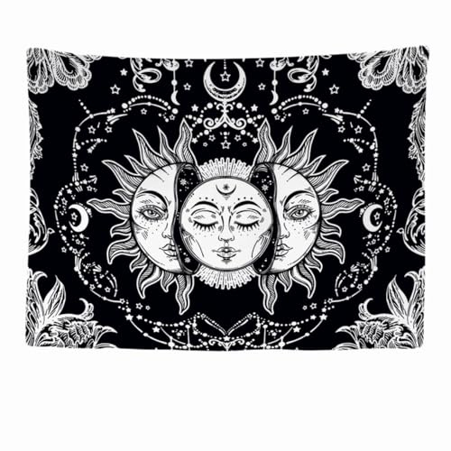 Ulticool - Sonne Mond Tarot Wandteppich XXL - 200 x 150 cm - Poster Wand Teppich Tuch Fototapete - Hippie Boho Aesthetic Deko - Wandbehang Strandtuch Vorhang - Accessoires Schlafzimmer Wohnzimmer