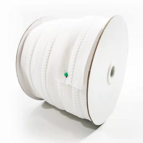 10 Metre Fermeture Éclair Injectés Plastique Continues + 10 Curseur, Peuvent être utilisés pour les travaux de couture, l'artisanat, (10 m, Blanch 101)