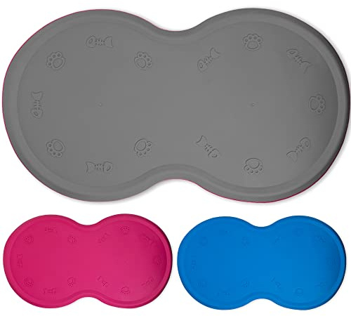 Wasserabweisende Napfunterlage Futtermatte aus Silikon, Unterlage für Haustierfutter Katzennapf Hundenapf, 45 x 25 cm (Pink)