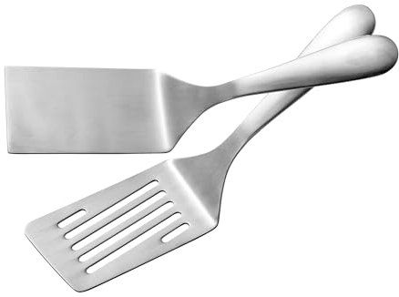 IMEEA Grillwender-Set Bratenschaufel Spachtel Schlitzwender Edelstahl Grillspachtel Pfannenwender für Küche Grill(2 Stück）