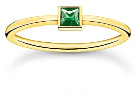 THOMAS SABO Ring mit grünem Stein gold 925 Sterlingsilber, 750 Gelbgold Vergoldung