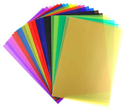 22 Pièces Filtre de Gel en Couleur Filtres 11 Couleurs Correcteurs de Couleur en Plastique Transparent pour Flash Lumière LED Lampe Film Vidéo Photo 29.7x21cm Les fêtes Décoration Artisanat DIY