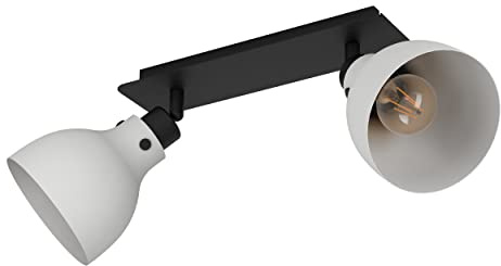 EGLO Deckenstrahler Matlock, 2-flammige Deckenlampe mit schwenkbaren Spots | Deckenleuchte Industrial Design aus Metall in Schwarz und Grau, Deckenspot mit E27 Fassung