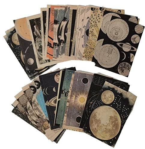 Lipfer 60 Blätter Vintage Moon Material Papier Für Scrapbooking Journal Tagebuch Collage Junk Hintergrunddekoration Retro Briefpapier