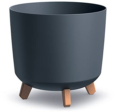 Blumentopf mit Füßen 28,5 cm – runder Pflanzkübel aus PP Kunststoff in Matt-Optik, Frost- & UV-beständig, modernes Design für Haus, Balkon & Garten, Übertopf Anthrazit