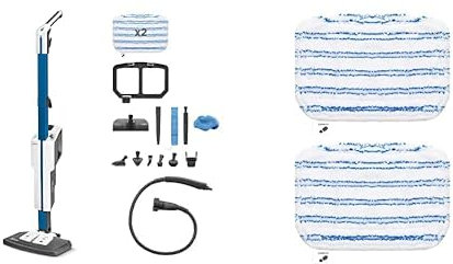 Polti Vaporetto SV620_Style, balai vapeur avec nettoyeur vapeur portable, nettoyage des sols et des tapis & Vaporetto PAEU0394 Kit de 2 serpillières en microfibre pour nettoyage des