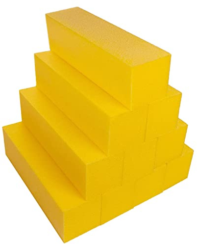 10 Stück Nagelpufferblock für Acryl- und Naturnägel, 4-seitiger Schleifpuffer für Gelnägel, Fingernagelglanz-Polierfeiler-Set, professionelle Maniküre-Polierer-Puffer-Masse, mittlere Körnung (gelb)