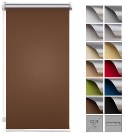 Zero Home - Premium Verdunklungsrollo Ohne Bohren I Klemmrollos für Fenster und Türen Thermorollo I Klemmfix Rollo I Sichtschutz und Sonnenchutz I Blackout I 40x150cm - Braun