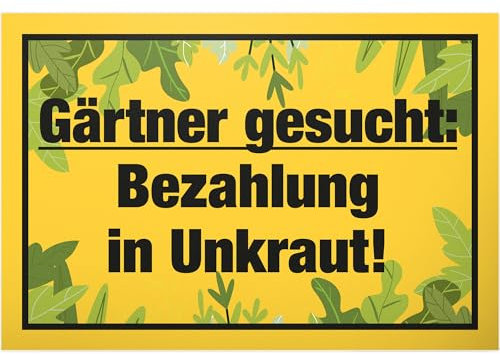 DankeDir! Gärtner gesucht - Cartel de plástico de 30 x 20 cm, regalo para jardín, regalo de regalo, decoración para mamá y papá, cartel de jardín divertido con texto en alemán