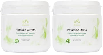 Benessence - Potassio Citrato in polvere solubile – 2 confezioni da 500 g - Previene spasmi e crampi ai muscoli - Ripristina l'equilibrio elettrolitico