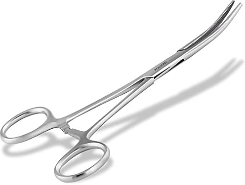 Angelsport Hakenlöser Fishing Hakenlösezange gebogen Große Klemme 25 cm | Zange Edelstahl Rostfrei mit Innenzahnung zum Entfernen von Angelhaken