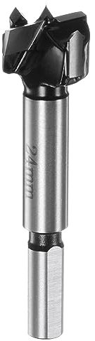 sourcing map Forstner Drill Bit 24mm (15/16) K30/C1 Tungsten Carbide Tip Triangle Shank Wood Forstner Bit Opener Cutter for Hinge Hole Drilling Woodworking