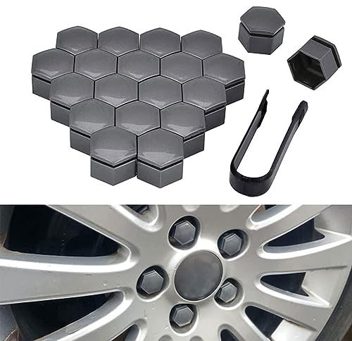 MAJHER Auto Radschraubenkappen für V-W Golf 7 GTI MK7, Radmutterkappen Kunststoff Sechseckige Reifenmutterabdeckung Radbolzen Kappen Zubehör,C/Grey-C/21mm