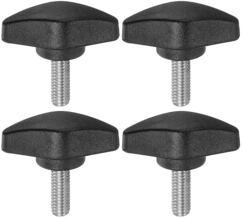 sourcing map 4pcs Tee Wing Knobs Thumb Screws M6 x 16mm Standard Male Thread Plastic T Knobs Handles Hand Clamping Thumbscrew, Black