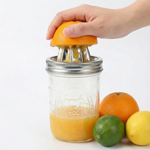 HEMOTON Zitronenpresse Edelstahl Handpresse Für Küche, Orangenpresse mit Auffangbehälter, Manuelle Saftpresse Für Zitronen, Orangen, Limetten, Zitruspresse Küchenversorgung Mandarine Werkzeug Mason