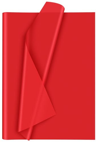 Morcheiong 60 Blatt Rotes Seidenpapier, Kunst Geschenkverpackung, Seidenpapier Großpackung für Bastelarbeiten, Blumen, Geburtstag, Weihnachten, Valentinstag, Hochzeit, Party (50 x 37 cm)