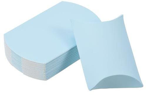 M METERXITY 50 Pezzi Scatole a Cuscino - Decorazione Scatola Regalo Matrimonio Dolci Cioccolato, Adatto per Matrimoni/Feste/Natale (4.5x2.8, Azzurro Chiaro)